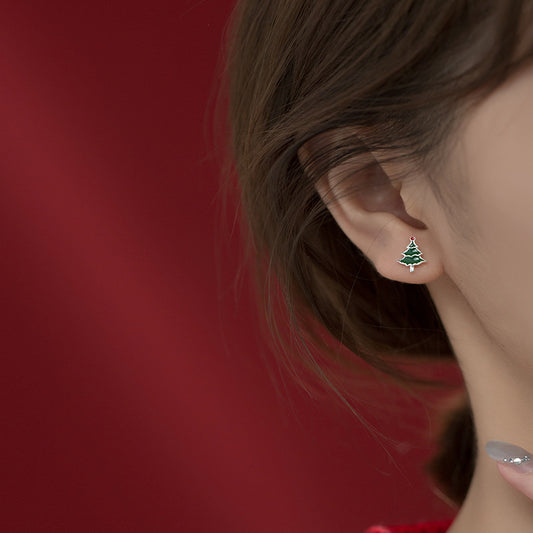 Snowflake Christmas Tree Earrings Asymmetric Christmas Earrings