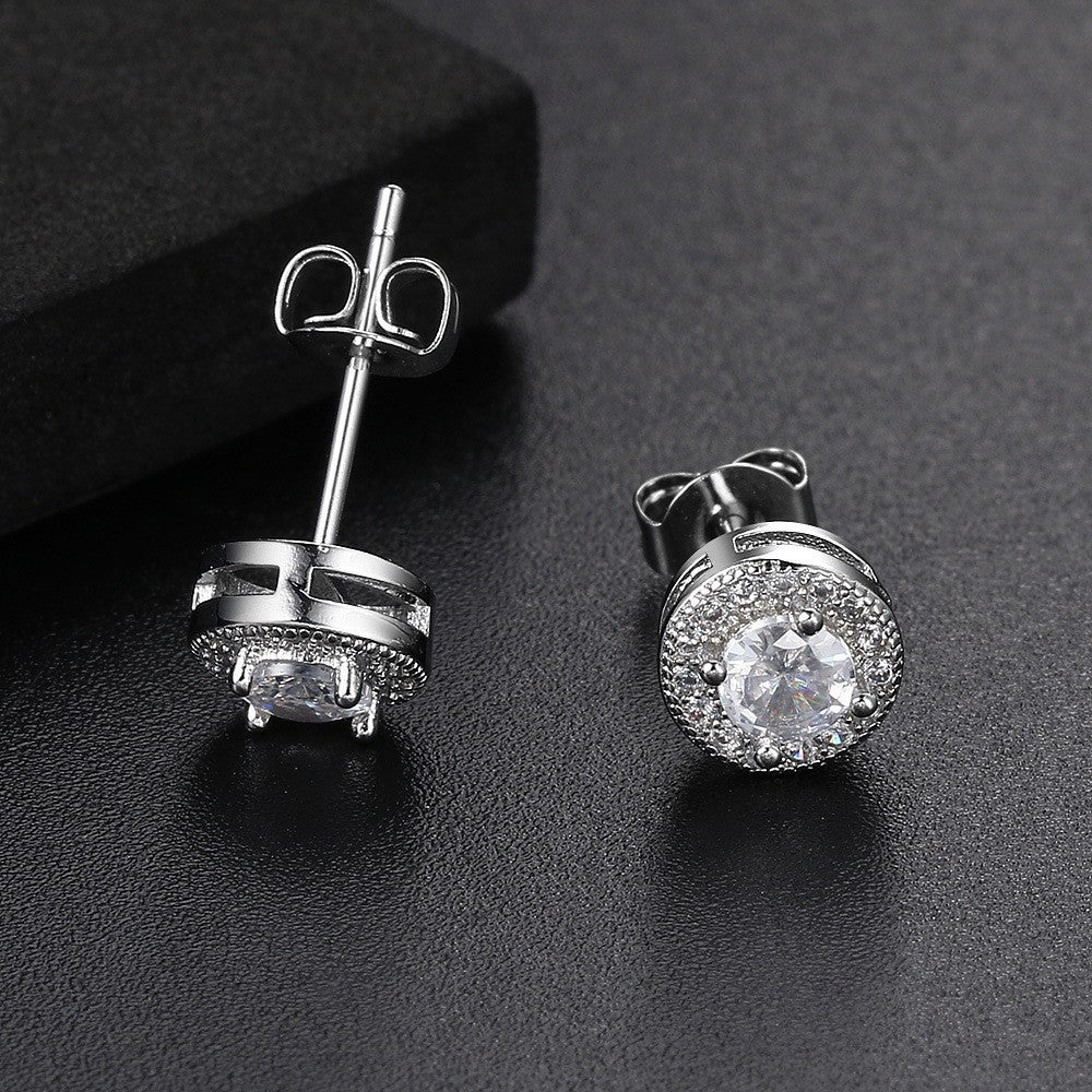 Moissanite earrings with round-cut bright stud earrings, fashionable jewelry suitable for both women and men