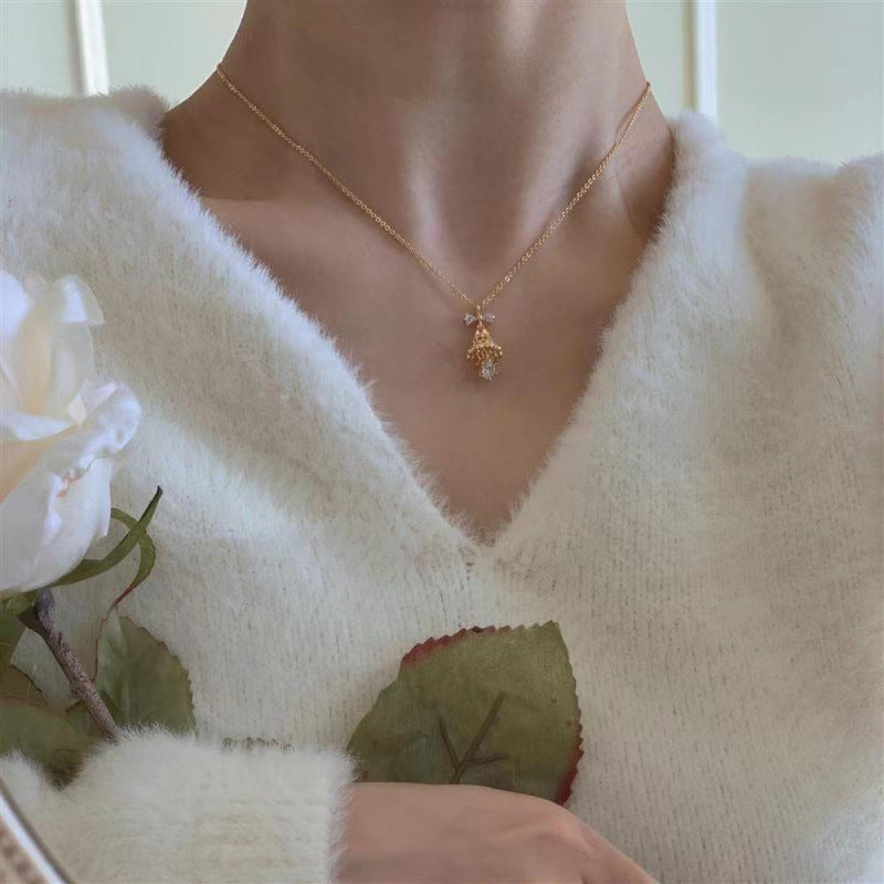 Bell Earrings Christmas Gift Cute Bell Bow Zircon Snowflake Christmas Tree Earrings