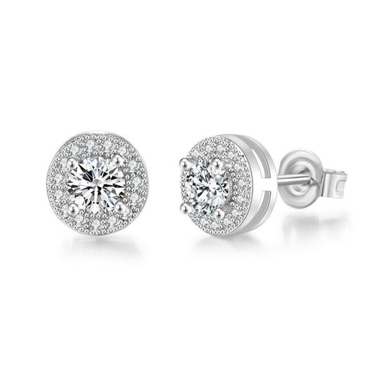 Moissanite earrings with round-cut bright stud earrings, fashionable jewelry suitable for both women and men