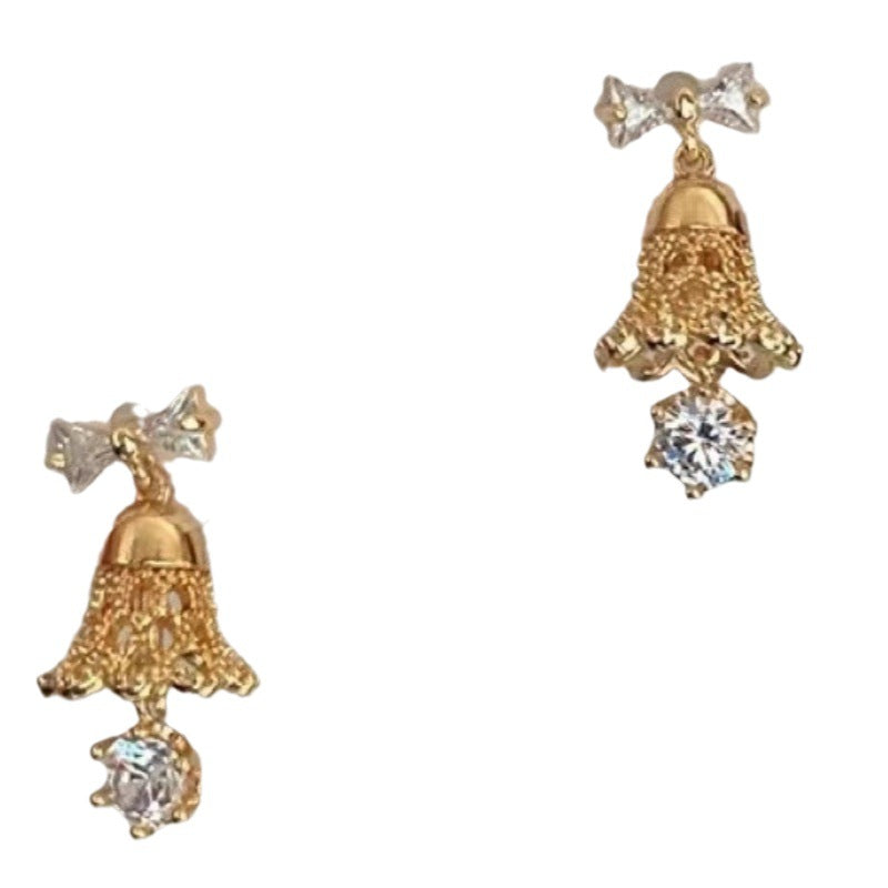 Bell Earrings Christmas Gift Cute Bell Bow Zircon Snowflake Christmas Tree Earrings