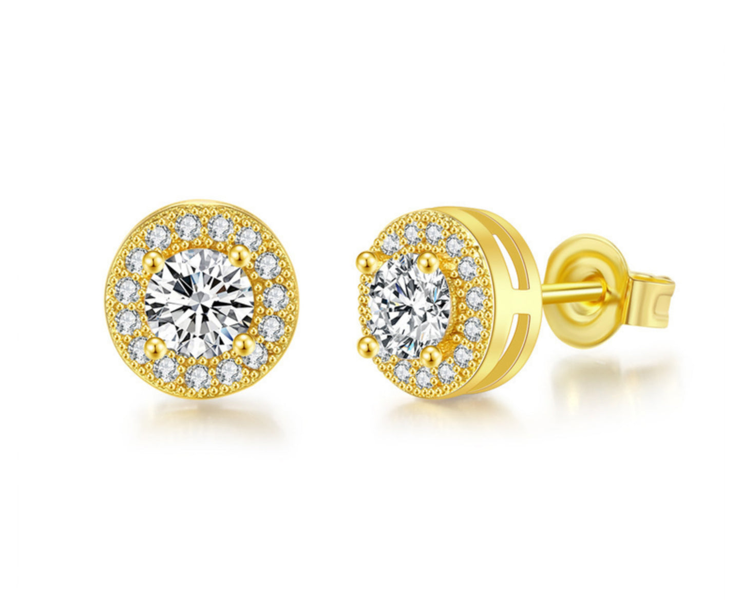 Moissanite earrings with round-cut bright stud earrings, fashionable jewelry suitable for both women and men