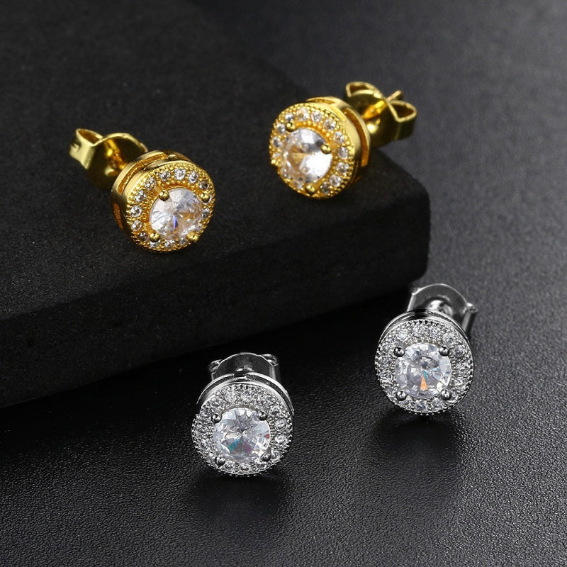 Moissanite earrings with round-cut bright stud earrings, fashionable jewelry suitable for both women and men