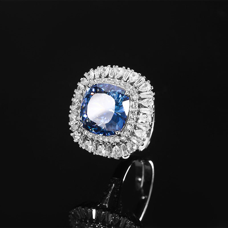 2025 jewelry copper base gold-plated imitation Bird's Nest cut white plated blue retro set Fashionable for parties, weddings, birthday gifts, outdoor activities