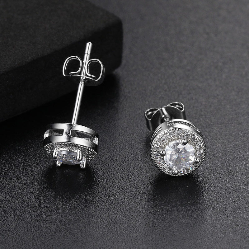 Moissanite earrings with round-cut bright stud earrings, fashionable jewelry suitable for both women and men