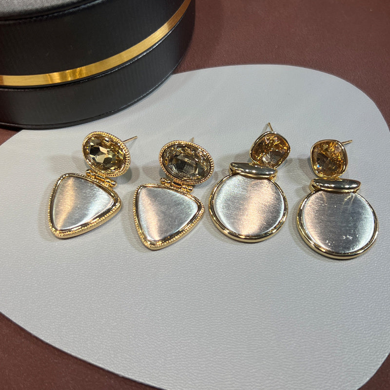 Cold Style Gold Drawing Geometric Earrings Sweet Cool Style All-Match Eardrops Earrings Ear Studs