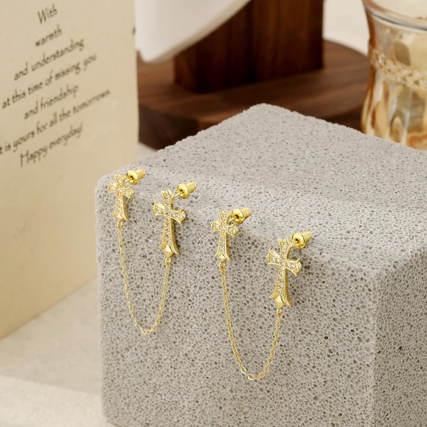 Double cross stud earrings for women and men, fashionable party, personalized style, and outdoor gifts