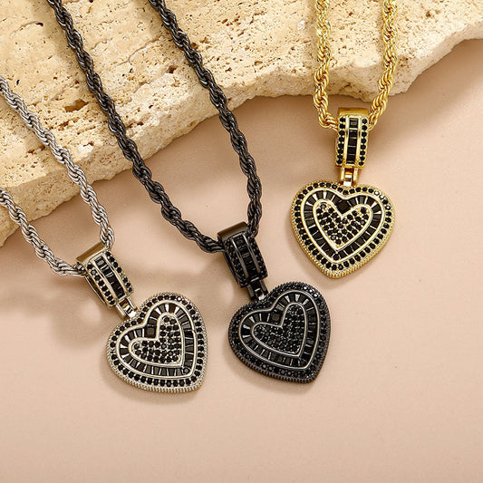 European and American Niche Gold-Plated Heart Collarbone Chain Metal Hip-Hop Accessories Sweater Chain Women Pendant Necklace Jewelry Wholesale