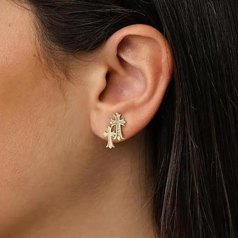 Double cross stud earrings for women and men, fashionable party, personalized style, and outdoor gifts