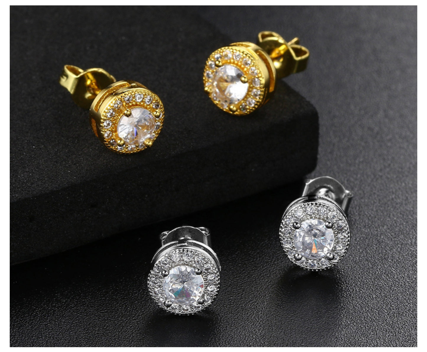 Moissanite earrings with round-cut bright stud earrings, fashionable jewelry suitable for both women and men