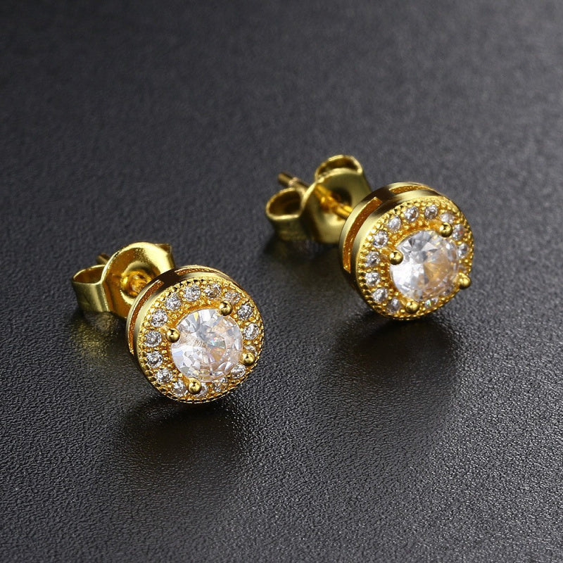 Moissanite earrings with round-cut bright stud earrings, fashionable jewelry suitable for both women and men