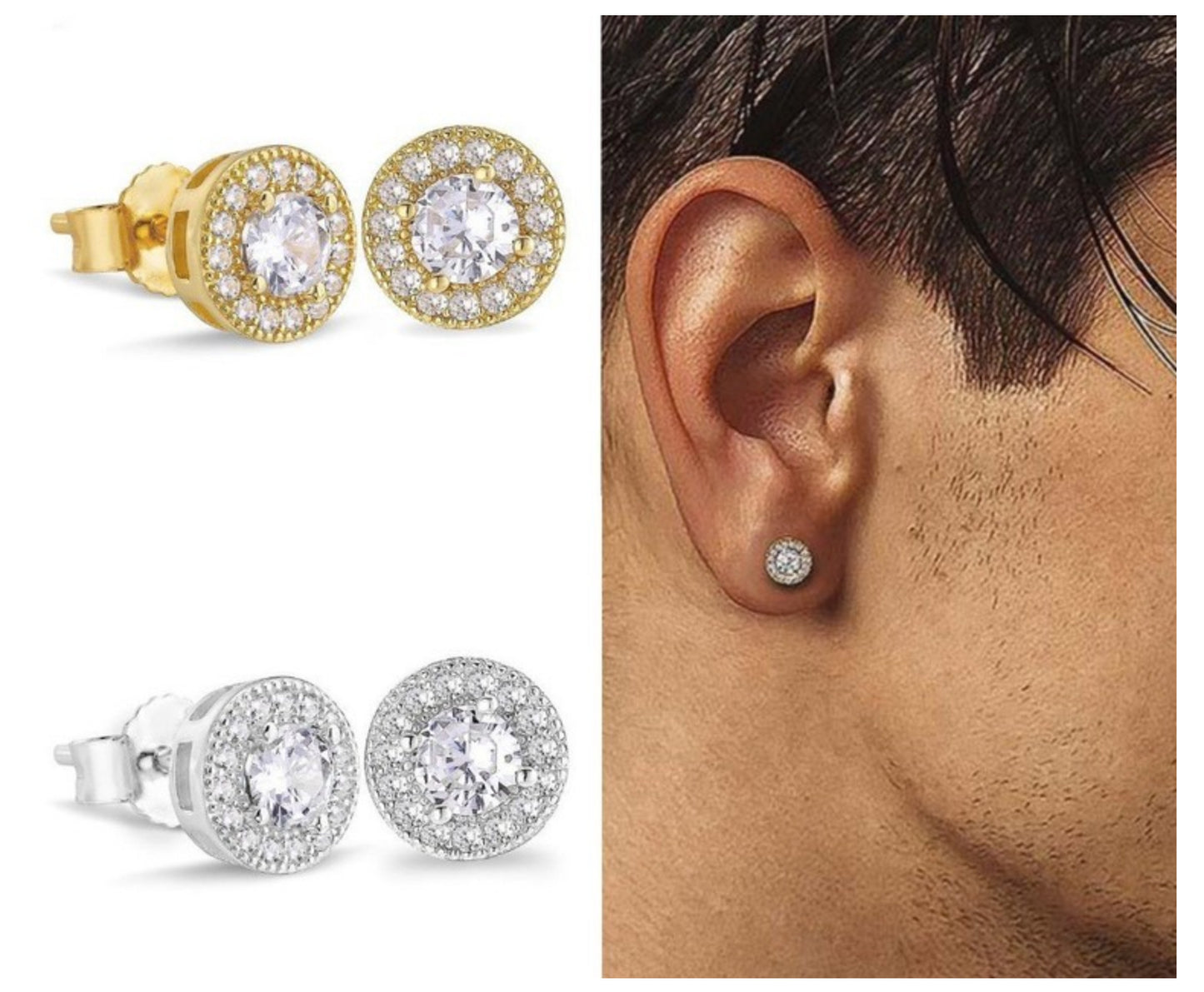 Moissanite earrings with round-cut bright stud earrings, fashionable jewelry suitable for both women and men