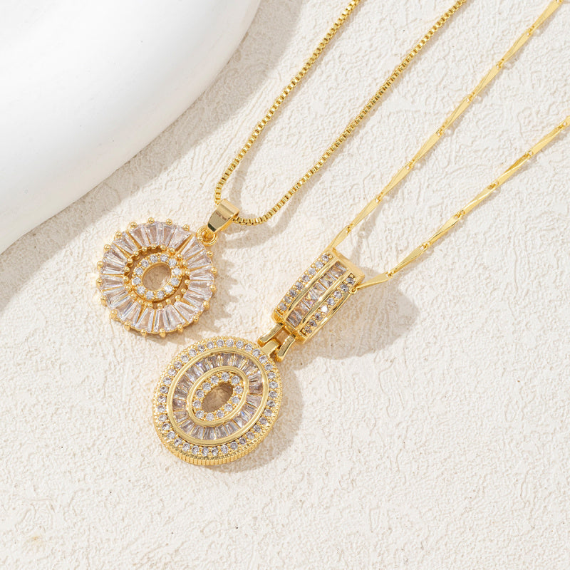 2 Pack Initial Letter Pendant Necklaces with Zircon Stones