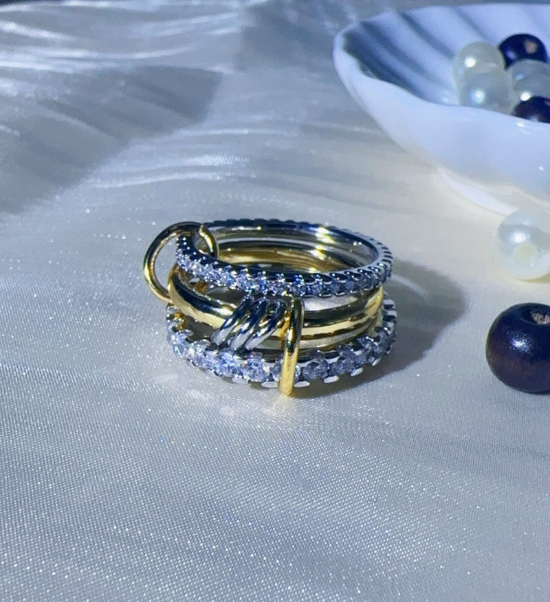 Interlocking Stackable Rings for Women - Multi-Ring Mixed Metal Stacking - Outdoor Fun