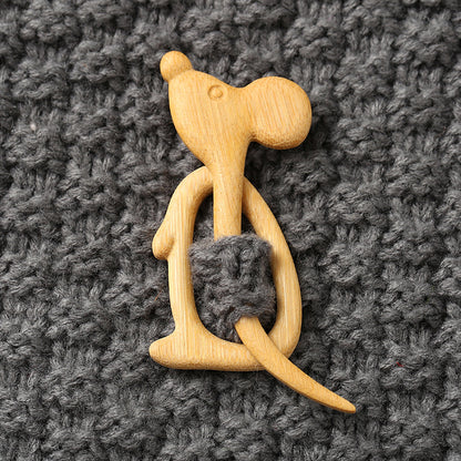 Brooch pin with wooden animal pattern Wooden Animal Brooch Gift