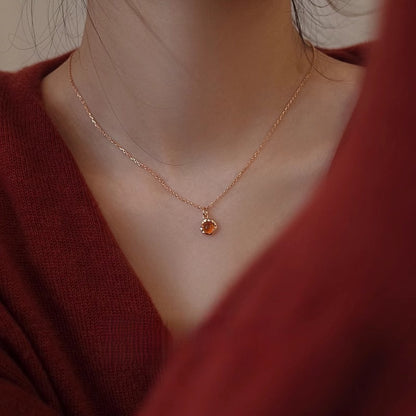 Time Fragment Amber Necklace for Women Spring Summer New Style Choker Niche Light Luxury Retro Simple High-end Collarbone Chain
