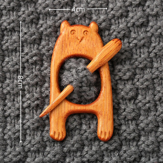 Brooch pin with wooden animal pattern Wooden Animal Brooch Gift