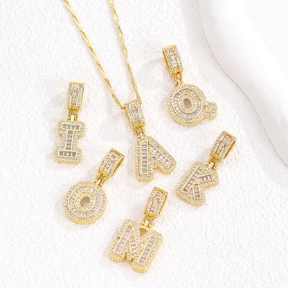 2 Pack Initial Letter Pendant Necklaces with Zircon Stones