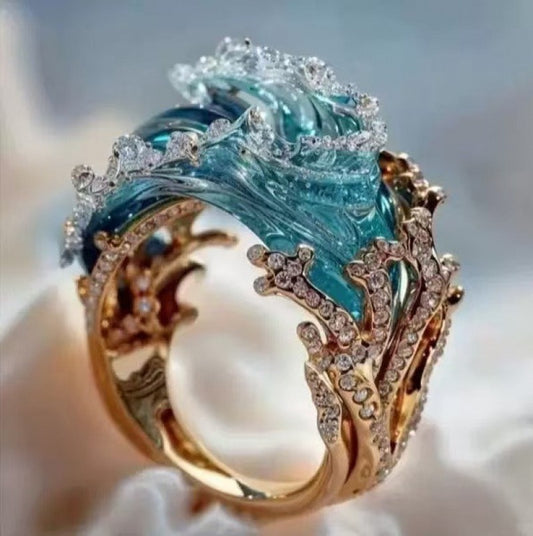 Wave Ring Creative New Light Luxury Wave Shape Ring
