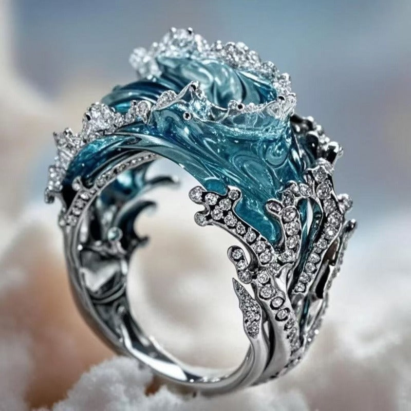 Wave Ring Creative New Light Luxury Wave Shape Ring