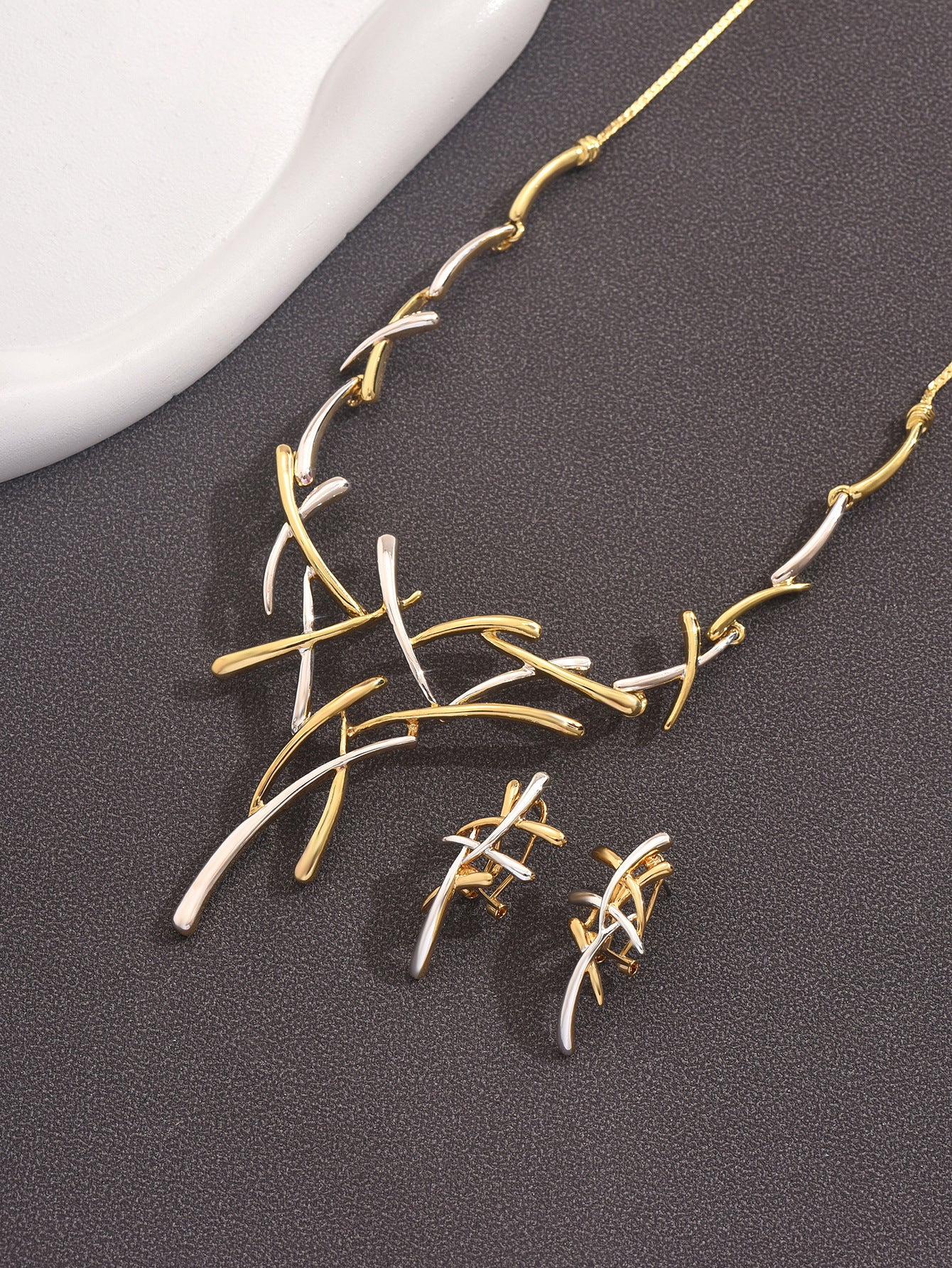 Bohemian Two-tone Cross Firework Necklace