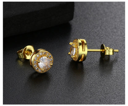 Moissanite earrings with round-cut bright stud earrings, fashionable jewelry suitable for both women and men