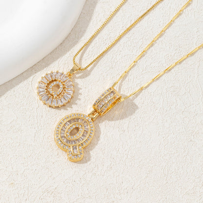 2 Pack Initial Letter Pendant Necklaces with Zircon Stones