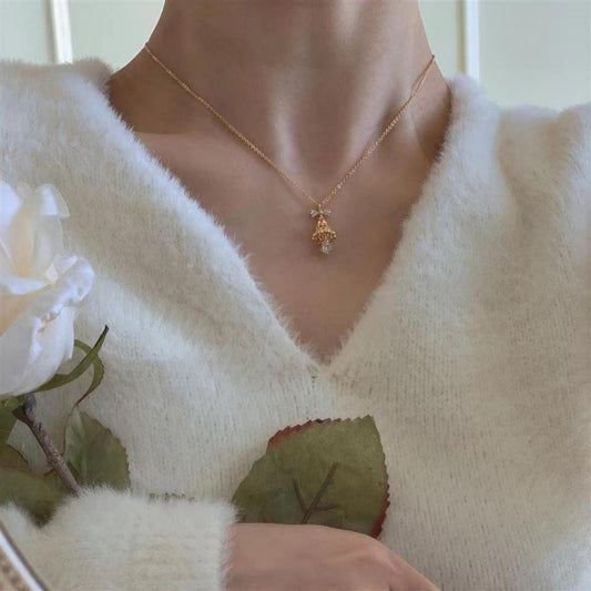 Bell Earrings Christmas Gift Cute Bell Bow Zircon Snowflake Christmas Tree Earrings