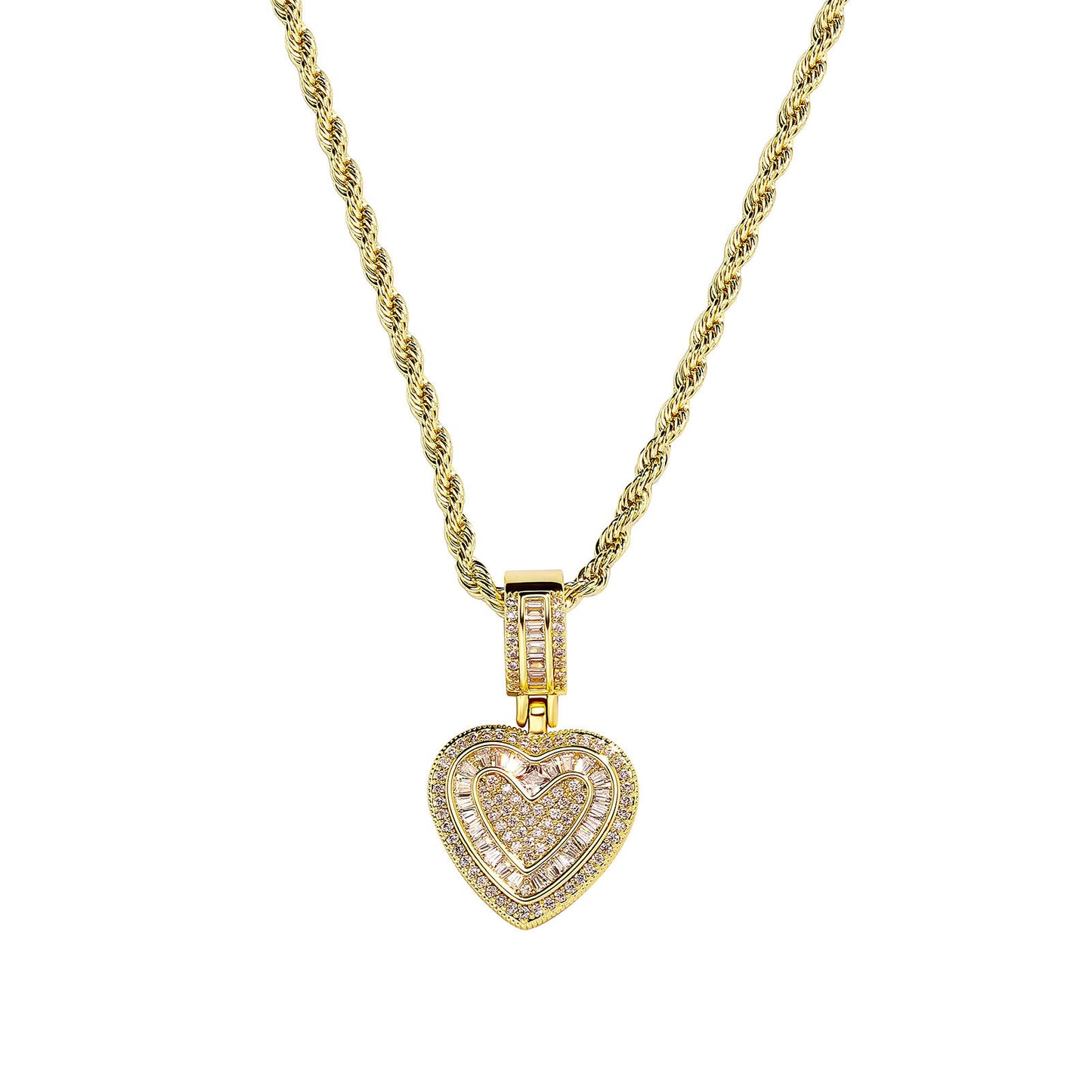 European and American Niche Gold-Plated Heart Collarbone Chain Metal Hip-Hop Accessories Sweater Chain Women Pendant Necklace Jewelry Wholesale