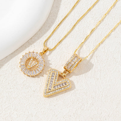 2 Pack Initial Letter Pendant Necklaces with Zircon Stones