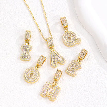 2 Pack Initial Letter Pendant Necklaces with Zircon Stones
