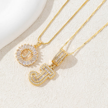 2 Pack Initial Letter Pendant Necklaces with Zircon Stones