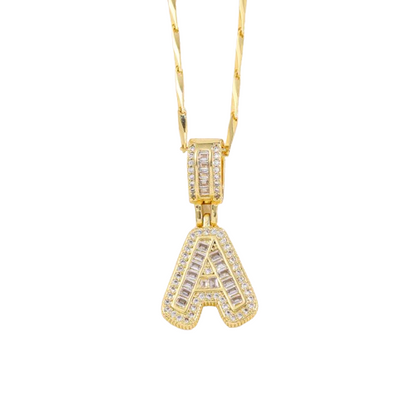2 Pack Initial Letter Pendant Necklaces with Zircon Stones