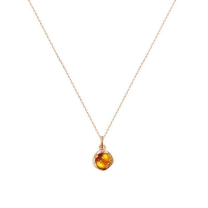 Time Fragment Amber Necklace for Women Spring Summer New Style Choker Niche Light Luxury Retro Simple High-end Collarbone Chain