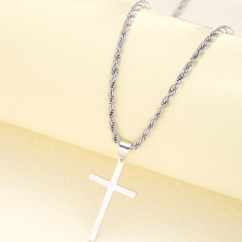 Men's stainless steel gold-plated cross-shaped design pendant necklace, men's necklace, party fashion jewelry, daily clothing decoration, all fashionable matching and exquisite jewelry, birthday gift, fashionable charm necklace