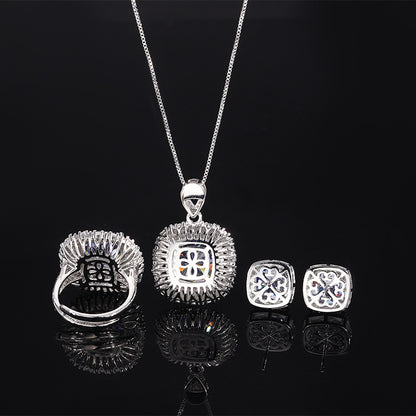 2025 jewelry copper base gold-plated imitation Bird's Nest cut white plated blue retro set Fashionable for parties, weddings, birthday gifts, outdoor activities