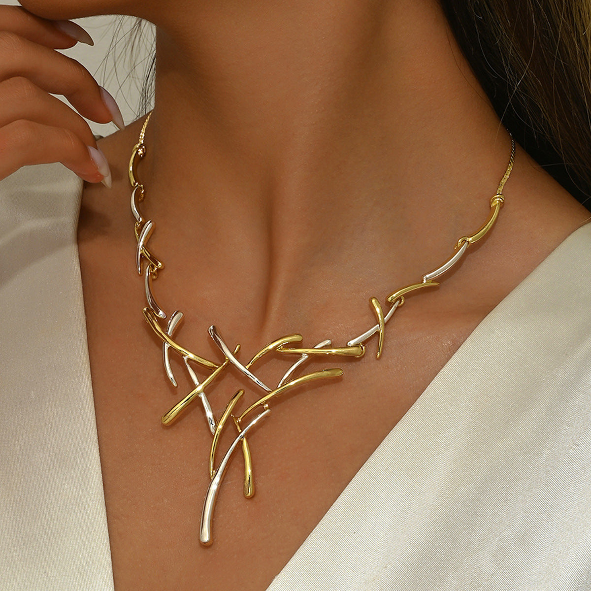 Bohemian Two-tone Cross Firework Necklace