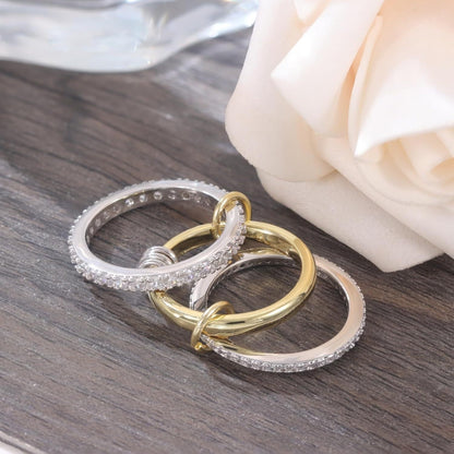Interlocking Stackable Rings for Women - Multi-Ring Mixed Metal Stacking - Outdoor Fun