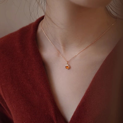 Time Fragment Amber Necklace for Women Spring Summer New Style Choker Niche Light Luxury Retro Simple High-end Collarbone Chain