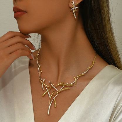 Bohemian Two-tone Cross Firework Necklace