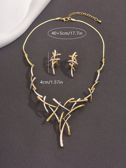Bohemian Two-tone Cross Firework Necklace