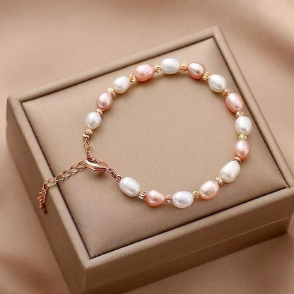French Retro Baroque Irregular Pearl Pull Chain Bracelet for Women, Light Luxury High-end Niche Design, Fashionable and Versatile