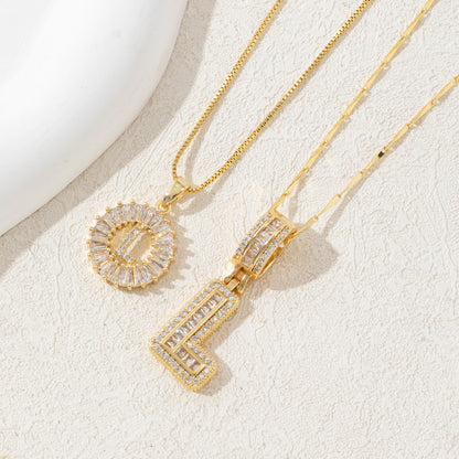 2 Pack Initial Letter Pendant Necklaces with Zircon Stones
