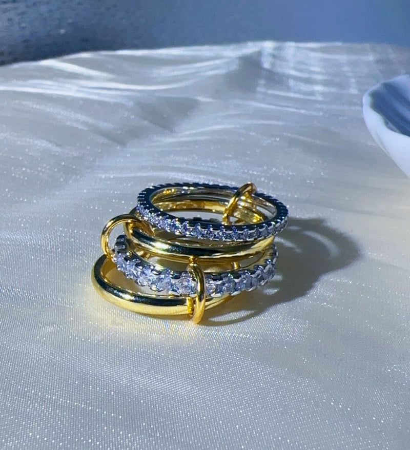 Interlocking Stackable Rings for Women - Multi-Ring Mixed Metal Stacking - Outdoor Fun