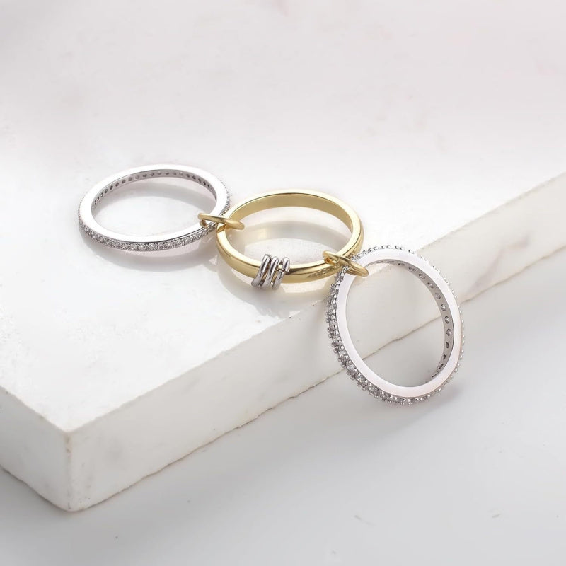 Interlocking Stackable Rings for Women - Multi-Ring Mixed Metal Stacking - Outdoor Fun