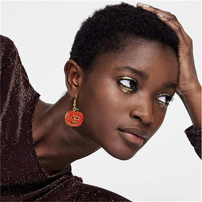 Halloween Quirky Accessories Pumpkin Earrings Personality Christmas Earrings with Rhinestones Women's Earrings