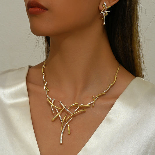 Bohemian Two-tone Cross Firework Necklace