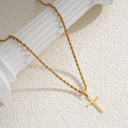 Men's stainless steel gold-plated cross-shaped design pendant necklace, men's necklace, party fashion jewelry, daily clothing decoration, all fashionable matching and exquisite jewelry, birthday gift, fashionable charm necklace
