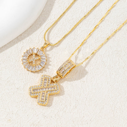 2 Pack Initial Letter Pendant Necklaces with Zircon Stones
