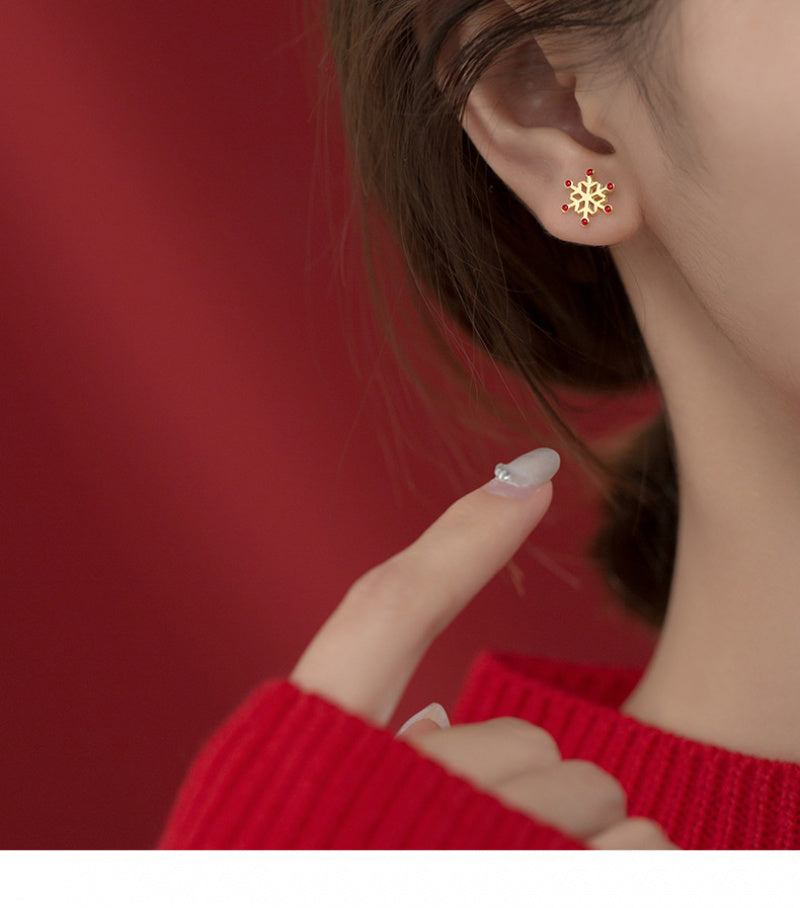 Snowflake Christmas Tree Earrings Asymmetric Christmas Earrings